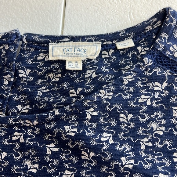 Fat Face Sz 12 Simone Jersey Wave Dot Dress Blue - Picture 4 of 13